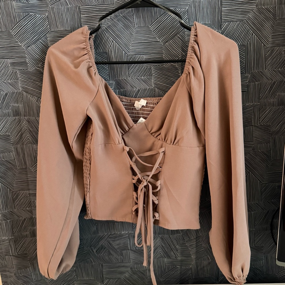 Elegant Lace-Up Blouse